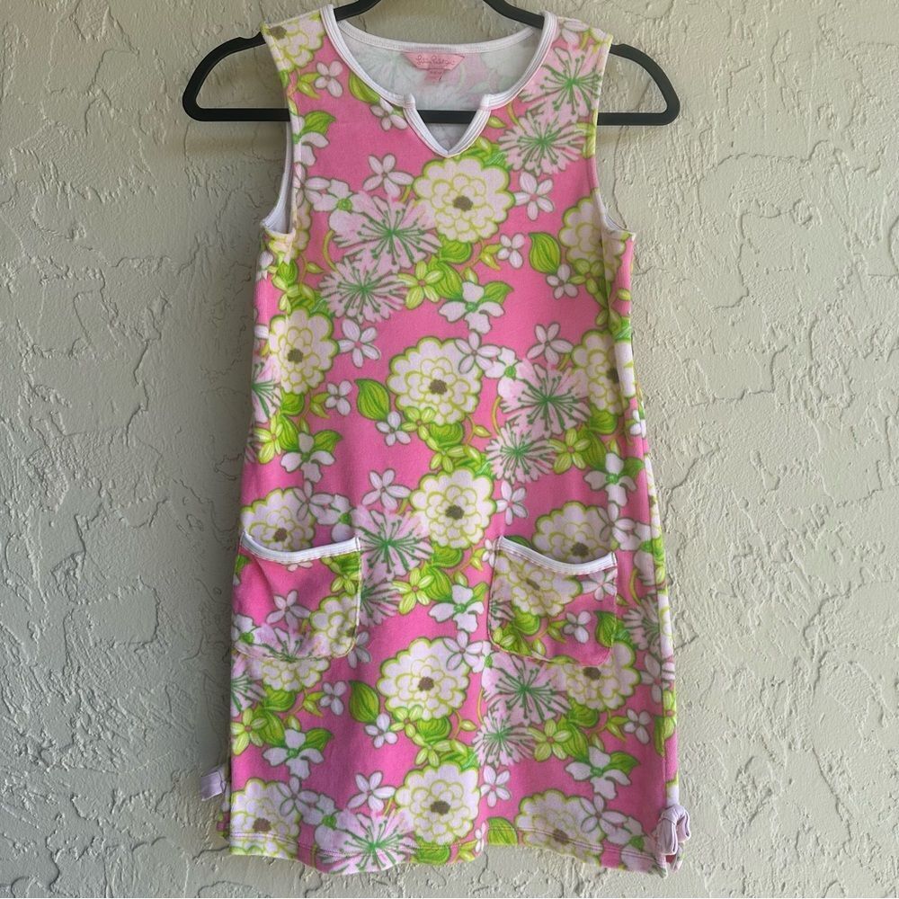 LILLY PULITZER Terry Cover Up Girls XL 12-14 Floral Sleeveless Pullover‎